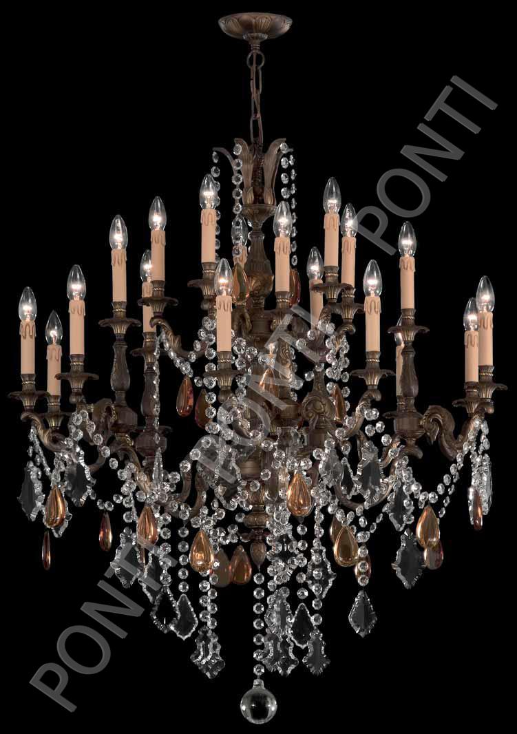 6035\10+5+5 Veron Brass Murano Crystal and Color Crystal D. 102 cm x H.112 cm